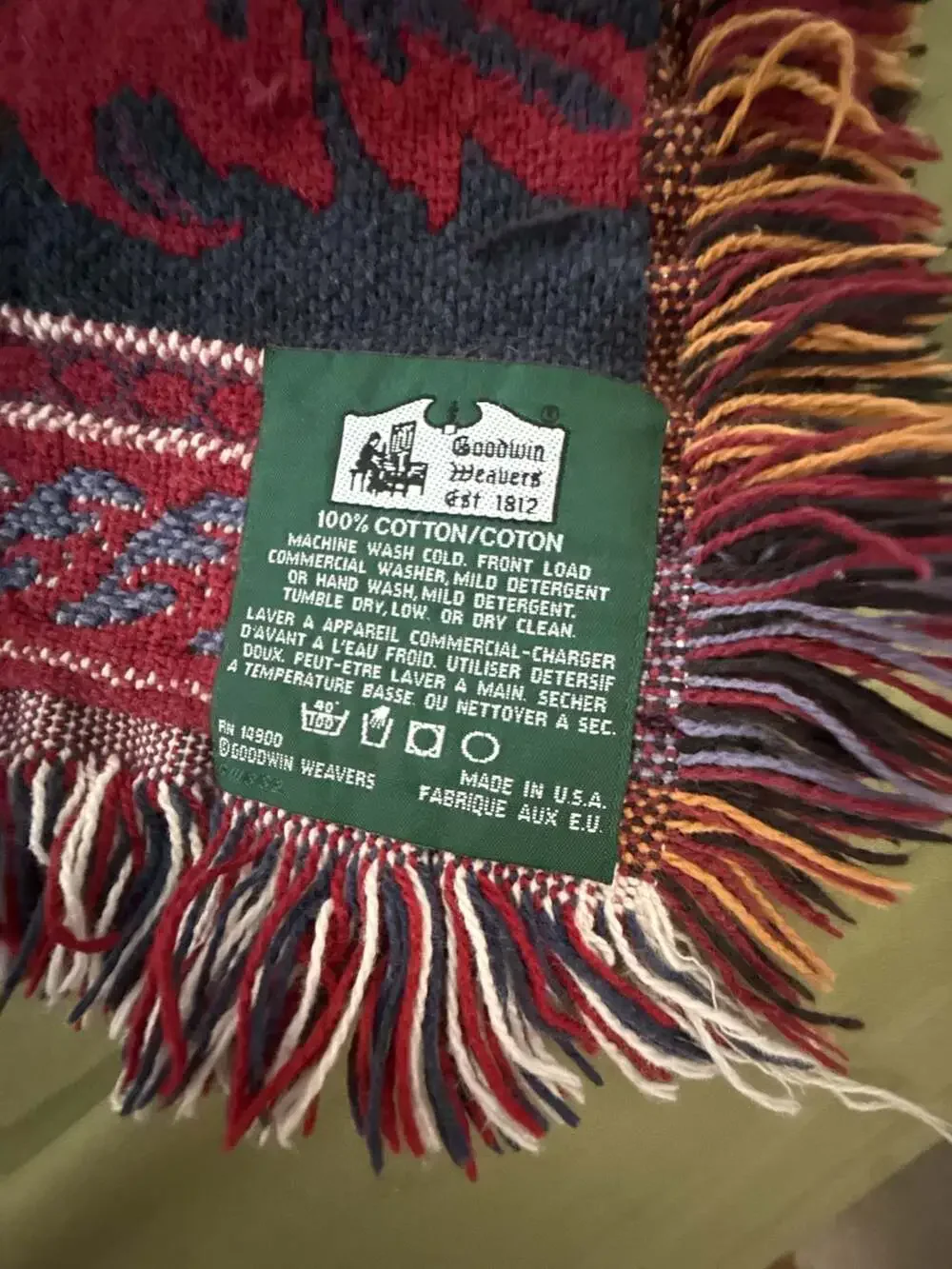 Goodwin Weavers Woven Cotton Tapestry Blanket w/ Cats *see description